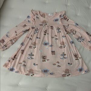 Angel Dear Pink Bamboo  Tea Set Print Dress